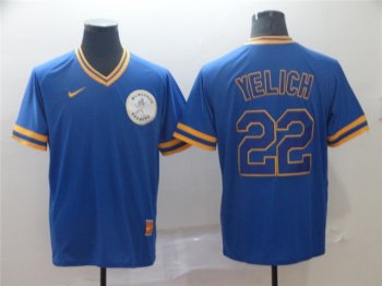 Milwaukee Brewers #22 Christian Yelich Cooperstown Throwback Blue Jersey