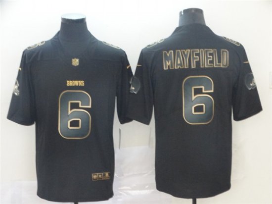 Cleveland Browns #6 Baker Mayfield Black Gold Vapor Limited Jersey