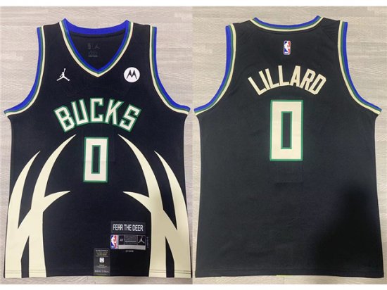 Milwaukee Bucks #0 Damian Lillard 2022-23 Black Statement Swingman Jersey