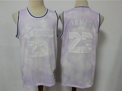 Chicago Bulls #23 Michael Jordan Light Purple Printing Mitchell&ness Swingman Jersey