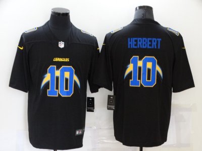 Los Angeles Chargers #10 Justin Herbert Black Shadow Logo Limited Jersey