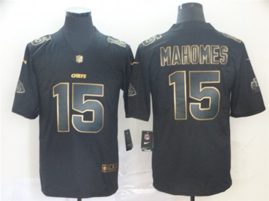 Kansas City Chiefs #15 Patrick Mahomes Black Gold Vapor Limited Jersey