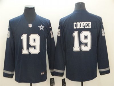 Dallas Cowboys #19 Amari Cooper Navy Therma Long Sleeve Jersey