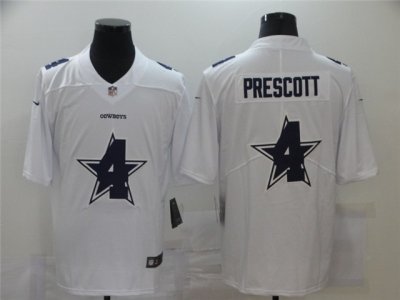 Dallas Cowboys #4 Dak Prescott White Shadow Logo Limited Jersey