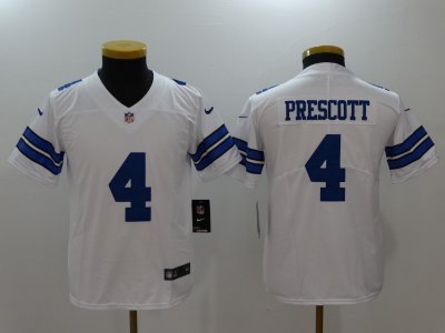 Youth Dallas Cowboys #4 Dak Prescott White Vapor Limited Jersey