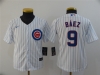 Youth Chicago Cubs #9 Javier Baez White Stripe 2020 Cool Base Jersey