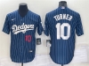 Los Angeles Dodgers #10 Justin Turner Blue Pinstripe Cool Base Jersey