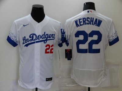 Los Angeles Dodgers #22 Clayton Kershaw White 2021 City Connect Flex Base Jersey