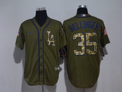 Los Angeles Dodgers #35 Cody Bellinger Army Green Cool Base Jersey