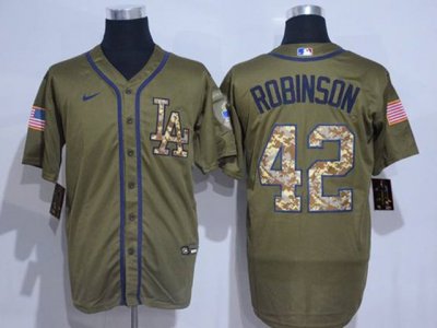 Los Angeles Dodgers #42 Ackie Robinson Army Green 2020 Cool Base Jersey