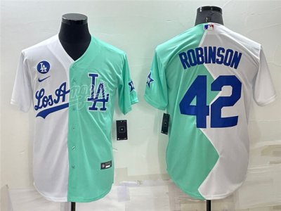 Los Angeles Dodgers #42 Jackie Robinson White Green 2022 MLB All-Star Split Jersey