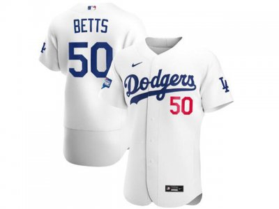 Los Angeles Dodgers #50 Mookie Betts White 2020 World Series Champions Flex Base Jersey