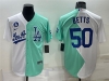 Los Angeles Dodgers #50 Mookie Betts White Green 2022 MLB All-Star Split Jersey