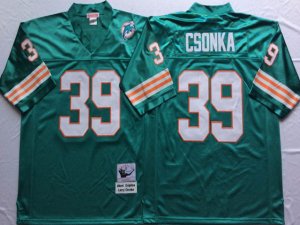 Miami Dolphins #39 Larry Csonka Throwback Aqua Jersey