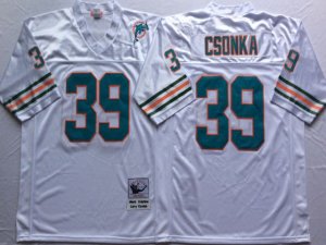 Miami Dolphins #39 Larry Csonka Throwback White Jersey