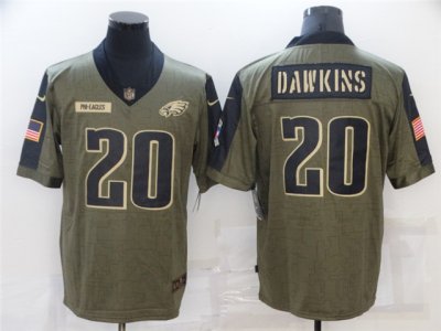 Philadelphia Eagles #20 Brian Dawkins 2021 Olive Salute To Service Limited Jersey