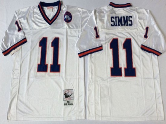 New York Giants #11 Phil Simms 1986 Throwback White Jersey