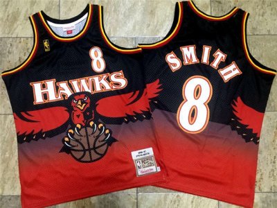 Atlanta Hawks #8 Steve Smith 1996-97 Red Hardwood Classics Jersey