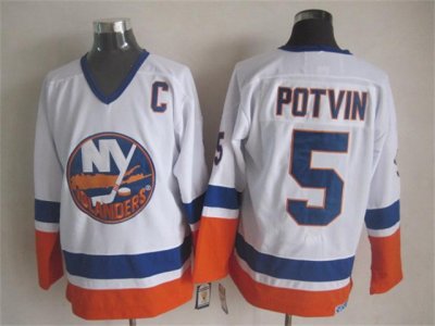 New York Islanders #5 Denis Potvin CCM Vintage White Jersey