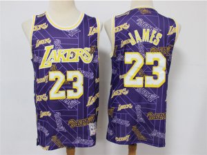 Los Angeles Lakers #23 Lebron James Purple Tear Up Pack Hardwood Classic Jersey