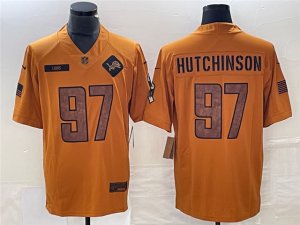 Detroit Lions #97 Aidan Hutchinson 2023 Brown Salute To Service Limited Jersey