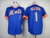 New York Mets #1 Mookie Wilson Throwback Blue Jersey