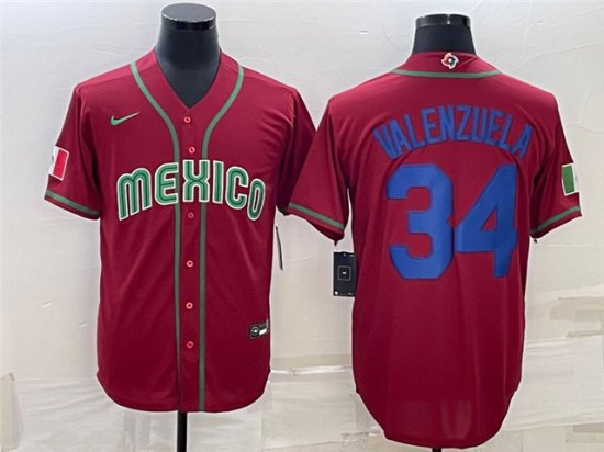 Mexico #34 Fernando Valenzuela Red 2023 World Baseball Classic Jersey