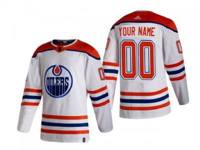 Edmonton Oilers Custom #00 White 2021 Reverse Retro Jersey