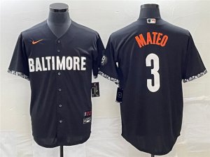 Baltimore Orioles #3 Jorge Mateo Black 2023 City Connect Jersey