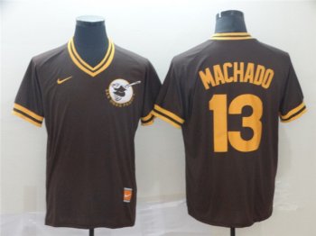 San Diego Padres #13 Manny Machado Cooperstown Throwback Brown Jersey