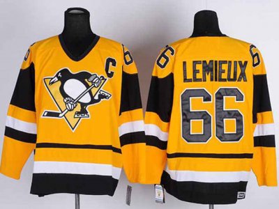 Pittsburgh Penguins #66 Mario Lemieux 1980's Vintage CCM Gold Jersey