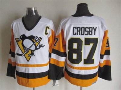 Pittsburgh Penguins #87 Sidney Crosby 1992 Vintage CCM White/Gold Jersey