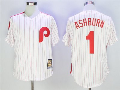 Philadelphia Phillies #1 Richie Ashburn White Stripe Cooperstown Collection Cool Base Jersey