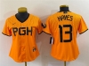 Womens Pittsburgh Pirates #13 Ke'Bryan Hayes Gold 2023 City Connect Jersey