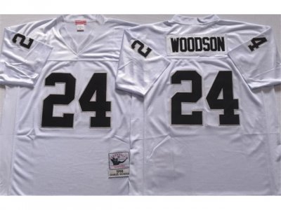 Oakland Raiders #24 Charles Woodson 1998 Throwback White Jersey