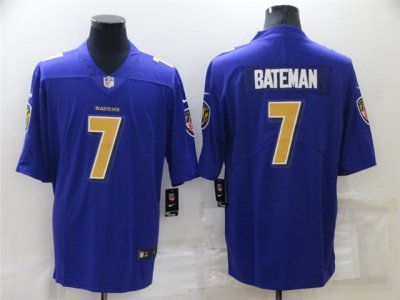 Baltimore Ravens #7 Rashod Bateman Color Rush Purple Limited Jersey