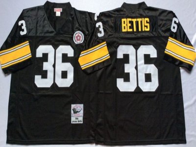Pittsburgh Steelers #36 Jerome Bettis 1975 Throwback Black Jersey