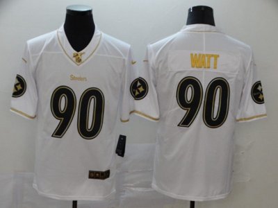 Pittsburgh Steelers #90 T. J. Watt White Golden 100th Vapor Limited Jersey