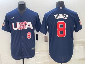 USA #8 Trea Turner Navy 2023 World Baseball Classic Jersey