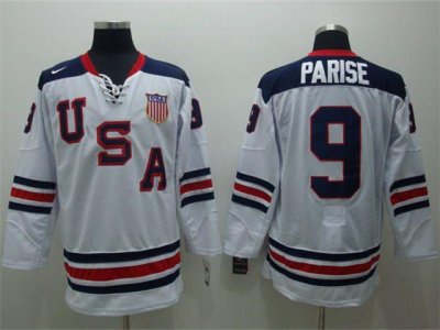 2010 Winter Olympics Team USA #9 Zach Parise CCM Vintage White Hockey Jersey