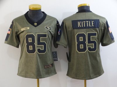 Women's San Francisco 49ers #85 George Kittle 2021 Olive Salute To Service Limited Jersey