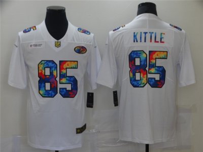 San Francisco 49ers #85 George Kittle White Rainbow Vapor Limited Jersey