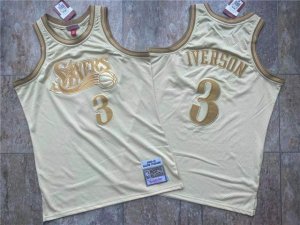 Philadelphia 76ers #3 Allen Iverson 2000-01 Gold Hardwood Classics Jersey