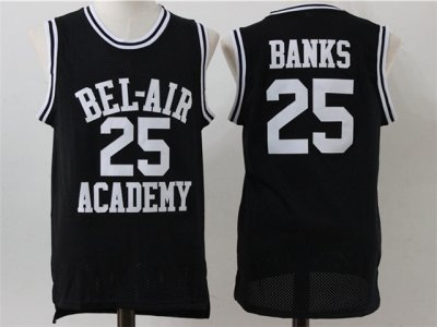 The Fresh Prince of Bel-Air Bel-Air Academy #25 Carlton Banks Black Movie Basketball Jersey