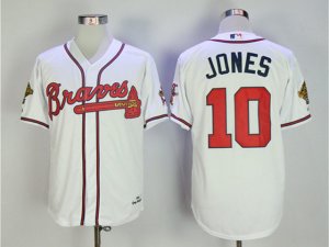 Atlanta Braves #10 Chipper Jones 1995 White Throwback Jersey