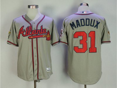 Atlanta Braves #31 Greg Maddux 1995 Gray Throwback Jersey