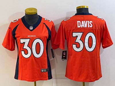 Womens Denver Broncos #30 Terrell Davis Orange Vapor Limited Jersey