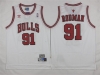 Chicago Bulls #91 Dennis Rodman White Hardwood Classics Jersey