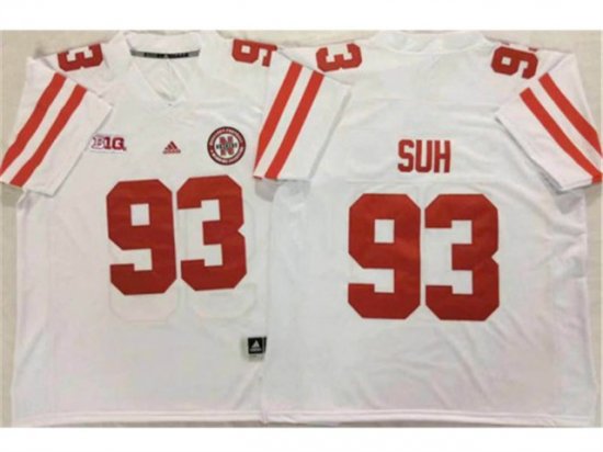 NCAA Nebraska Cornhuskers #93 Ndamukong Suh White College Football Jersey
