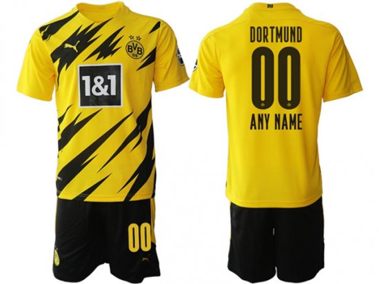 20/21 Borussia Dortmund Custom #00 Home Yellow Short Sleeve Soccer Jersey